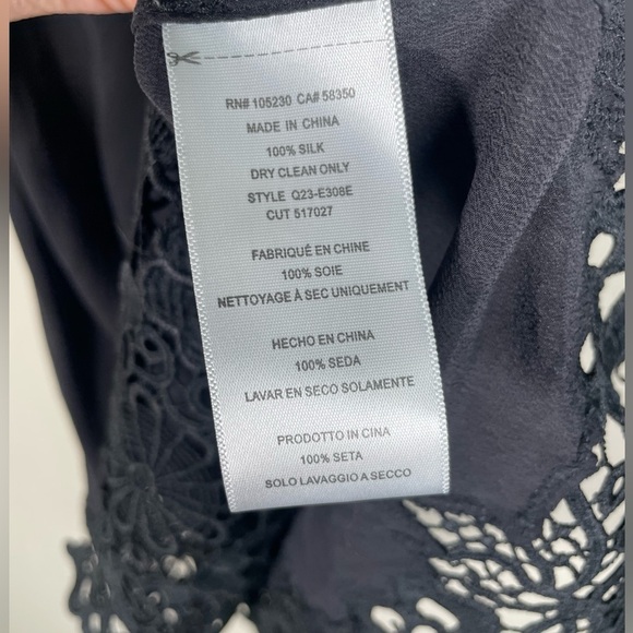 EQUIPTMENT Femme Lucida Silk Dress Black LBD Sleeveless Embroidered Lace Sz S - Picture 7 of 11